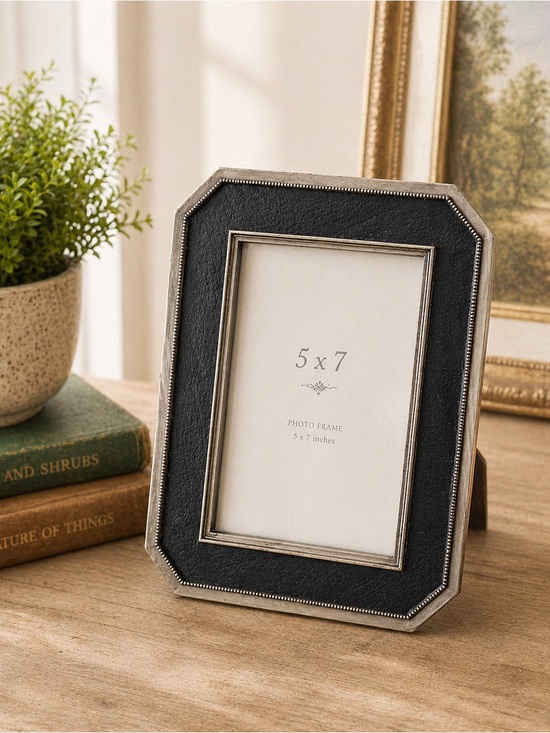 Other - Classic Black Leatherette 5x7 Photo Frame with Silver Trim